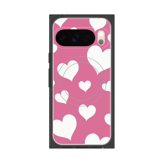 Premium Square Case with Pixelsnap［ Dot Hearts - Pink ］