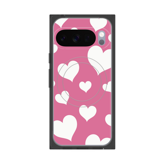 Premium Square Case with Pixelsnap［ Dot Hearts - Pink ］