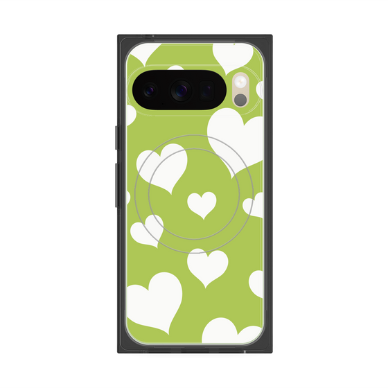 Premium Square Case with Pixelsnap［ Dot Hearts - Green ］