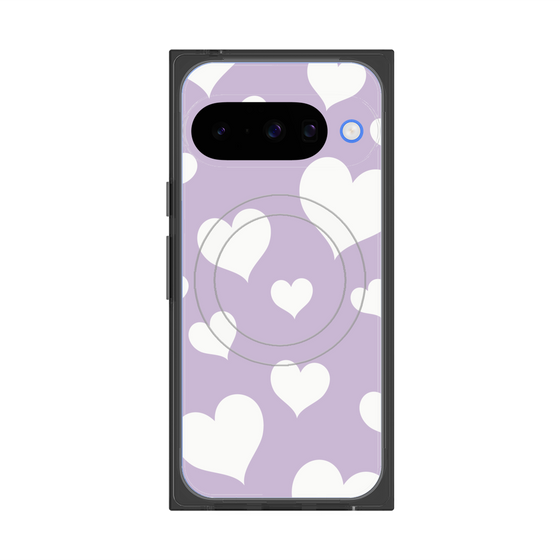 Premium Square Case with Pixelsnap［ Dot Hearts - Purple ］