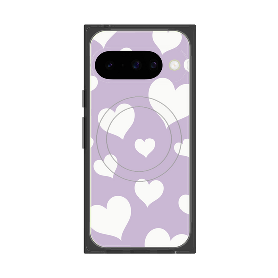 Premium Square Case with Pixelsnap［ Dot Hearts - Purple ］