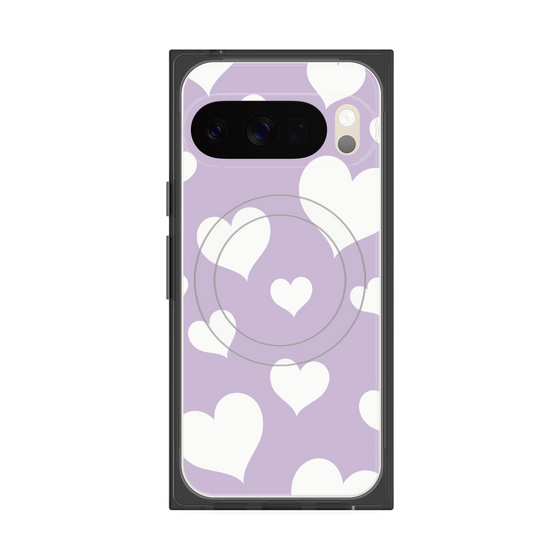 Premium Square Case with Pixelsnap［ Dot Hearts - Purple ］