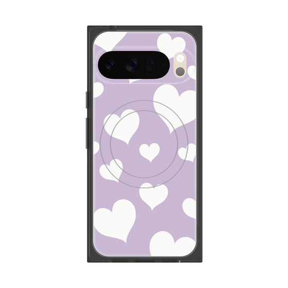 Premium Square Case with Pixelsnap［ Dot Hearts - Purple ］