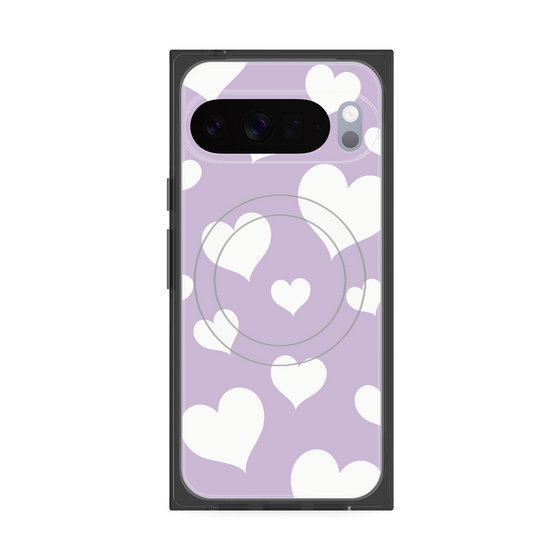 Premium Square Case with Pixelsnap［ Dot Hearts - Purple ］