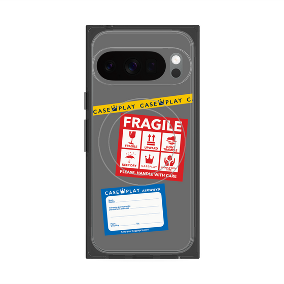 Premium Square Case with Pixelsnap［ FRAGILE Stickers - Gray ］