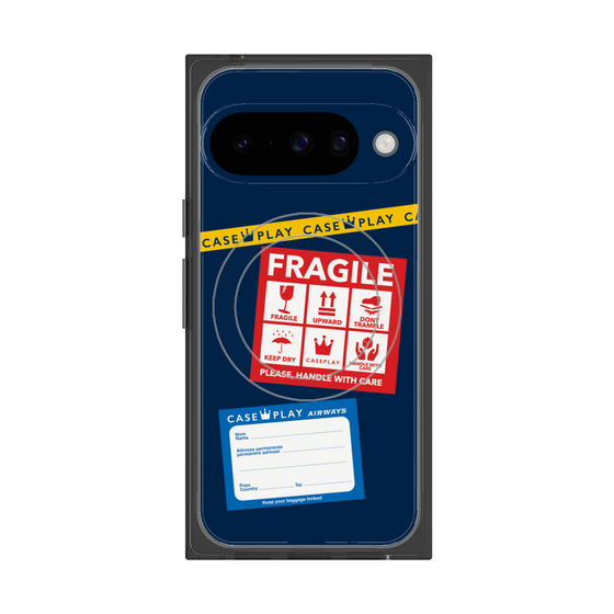 Premium Square Case with Pixelsnap［ FRAGILE Stickers - Navy ］