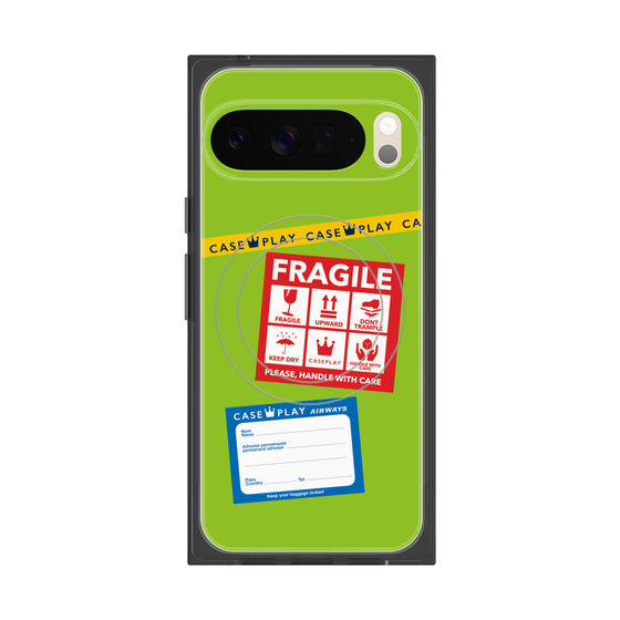 Premium Square Case with Pixelsnap［ FRAGILE Stickers - Green ］