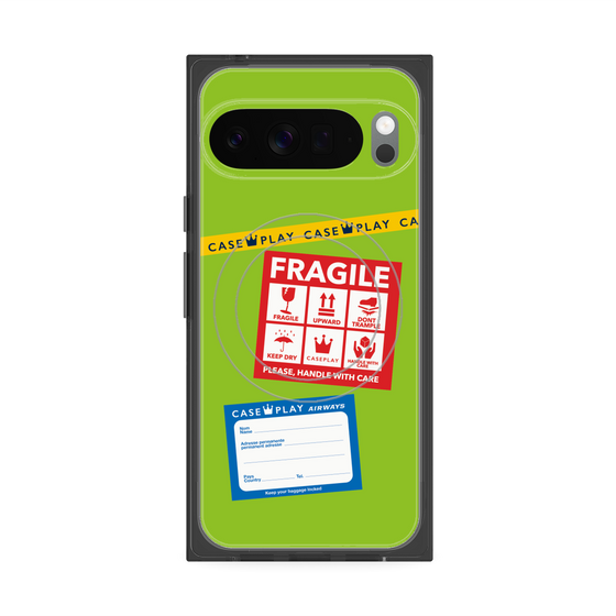 Premium Square Case with Pixelsnap［ FRAGILE Stickers - Green ］