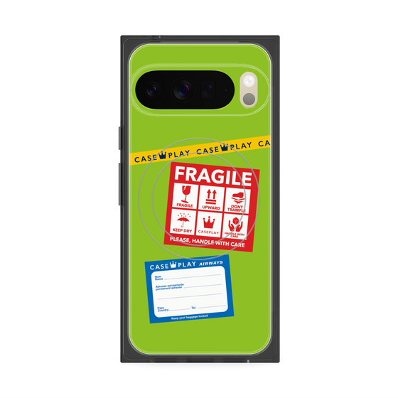 Premium Square Case with Pixelsnap［ FRAGILE Stickers - Green ］