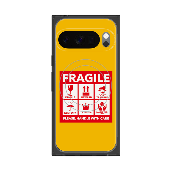 Premium Square Case with Pixelsnap［ FRAGILE Sticker - Yellow ］