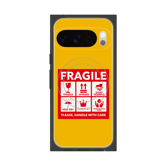 Premium Square Case with Pixelsnap［ FRAGILE Sticker - Yellow ］