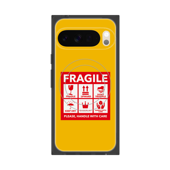 Premium Square Case with Pixelsnap［ FRAGILE Sticker - Yellow ］