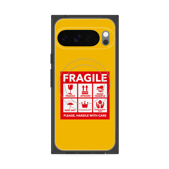 Premium Square Case with Pixelsnap［ FRAGILE Sticker - Yellow ］