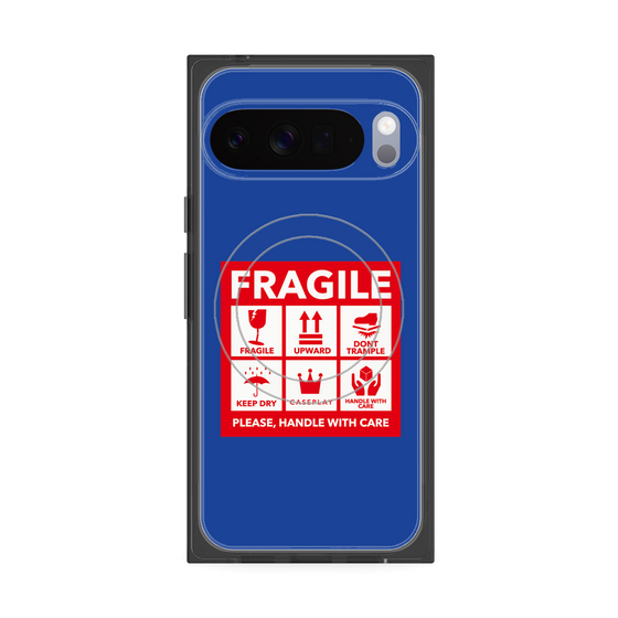 Premium Square Case with Pixelsnap［ FRAGILE Sticker - Blue ］
