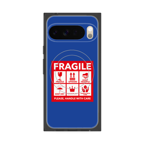 Premium Square Case with Pixelsnap［ FRAGILE Sticker - Blue ］