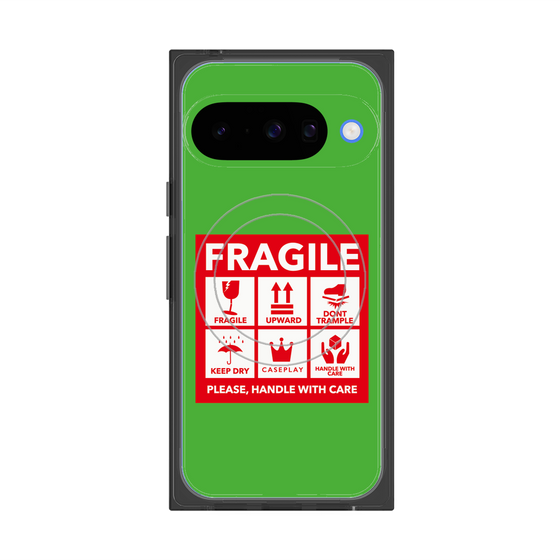 Premium Square Case with Pixelsnap［ FRAGILE Sticker - Green ］