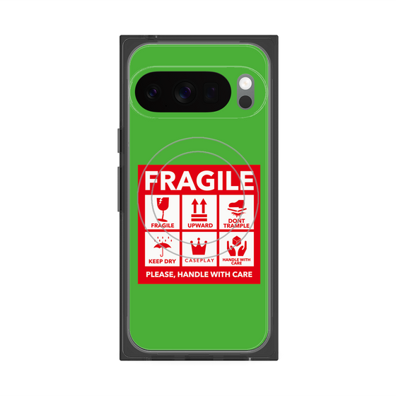Premium Square Case with Pixelsnap［ FRAGILE Sticker - Green ］