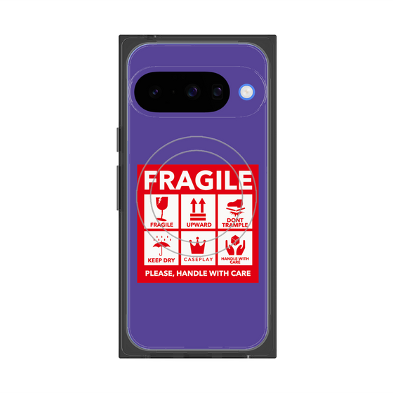Premium Square Case with Pixelsnap［ FRAGILE Sticker - Purple ］
