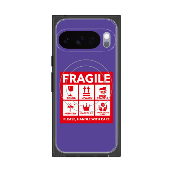 Premium Square Case with Pixelsnap［ FRAGILE Sticker - Purple ］