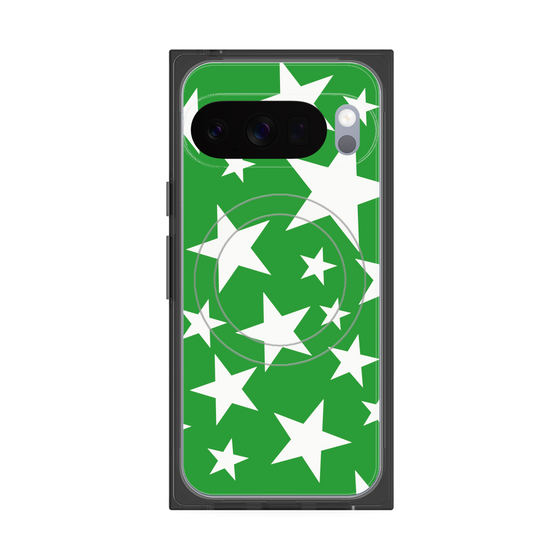 Premium Square Case with Pixelsnap［ Stars - Green ］