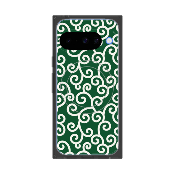 Premium Square Case with Pixelsnap［ Karakusa Pattern - Green ］