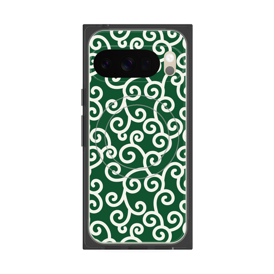 Premium Square Case with Pixelsnap［ Karakusa Pattern - Green ］