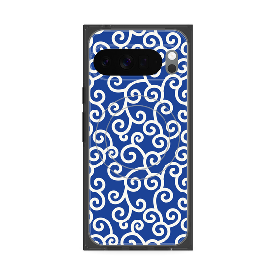 Premium Square Case with Pixelsnap［ Karakusa Pattern - Blue ］
