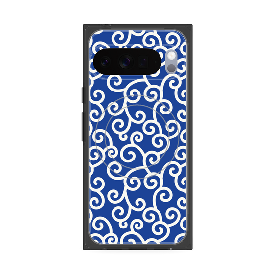 Premium Square Case with Pixelsnap［ Karakusa Pattern - Blue ］
