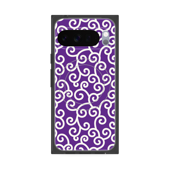 Premium Square Case with Pixelsnap［ Karakusa Pattern - Purple ］