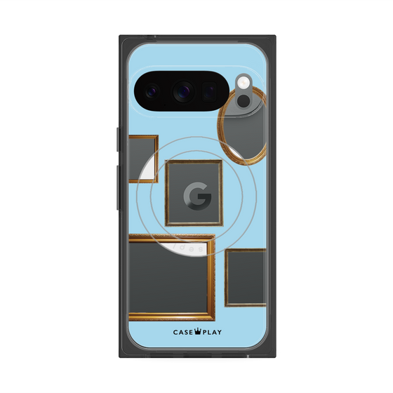 Premium Square Case with Pixelsnap［ Photo Frames - Light Blue ］