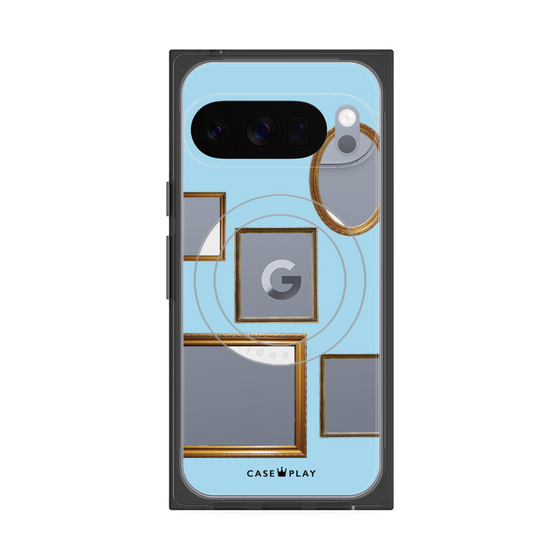 Premium Square Case with Pixelsnap［ Photo Frames - Light Blue ］