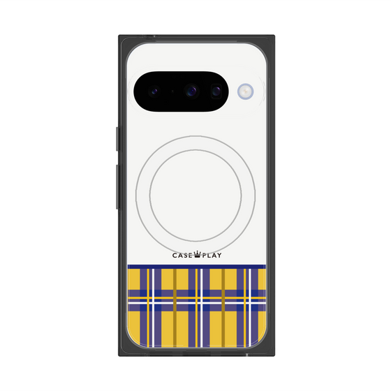 Premium Square Case with Pixelsnap［ CASEPLAY Tartan Check - Yellow ］