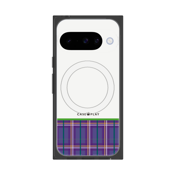 Premium Square Case with Pixelsnap［ CASEPLAY Tartan Check - Purple ］