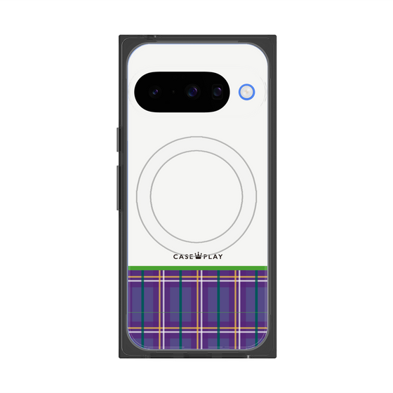 Premium Square Case with Pixelsnap［ CASEPLAY Tartan Check - Purple ］