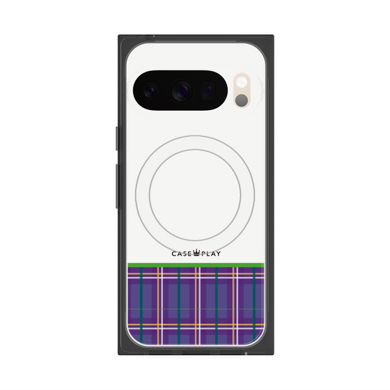 Premium Square Case with Pixelsnap［ CASEPLAY Tartan Check - Purple ］