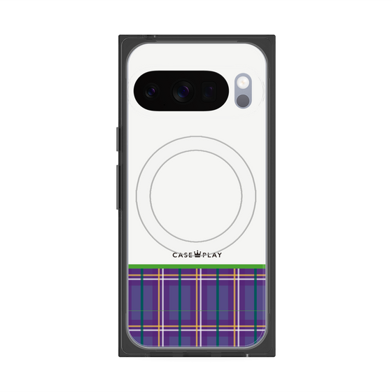 Premium Square Case with Pixelsnap［ CASEPLAY Tartan Check - Purple ］