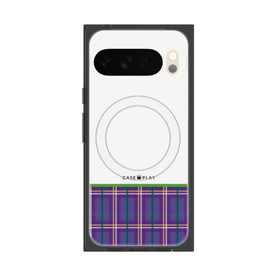 Premium Square Case with Pixelsnap［ CASEPLAY Tartan Check - Purple ］