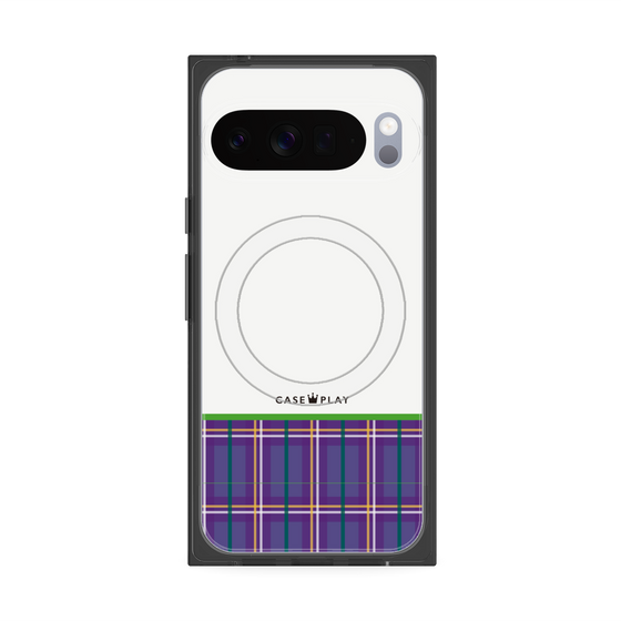 Premium Square Case with Pixelsnap［ CASEPLAY Tartan Check - Purple ］