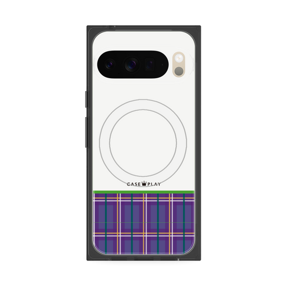 Premium Square Case with Pixelsnap［ CASEPLAY Tartan Check - Purple ］