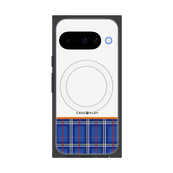 Premium Square Case with Pixelsnap［ CASEPLAY Tartan Check - Blue ］