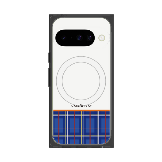 Premium Square Case with Pixelsnap［ CASEPLAY Tartan Check - Blue ］
