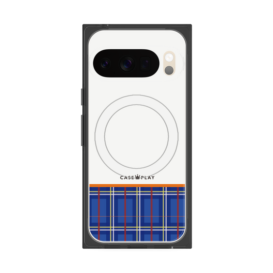 Premium Square Case with Pixelsnap［ CASEPLAY Tartan Check - Blue ］