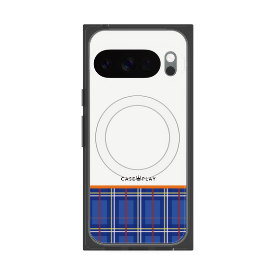 Premium Square Case with Pixelsnap［ CASEPLAY Tartan Check - Blue ］