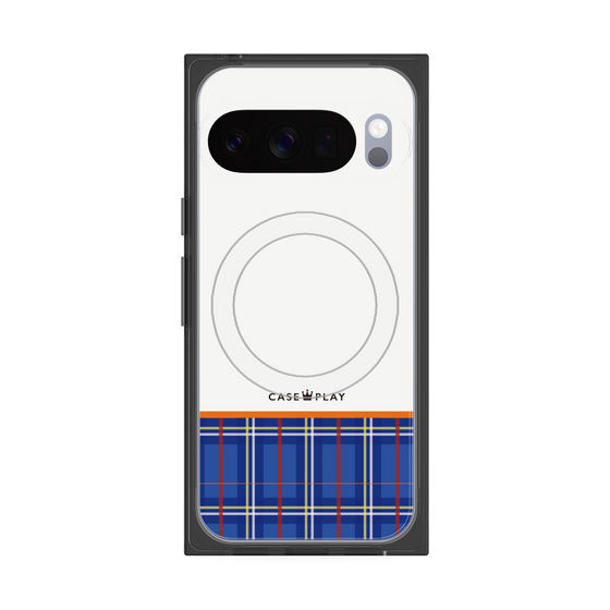 Premium Square Case with Pixelsnap［ CASEPLAY Tartan Check - Blue ］