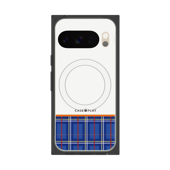 Premium Square Case with Pixelsnap［ CASEPLAY Tartan Check - Blue ］