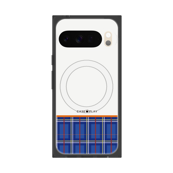 Premium Square Case with Pixelsnap［ CASEPLAY Tartan Check - Blue ］