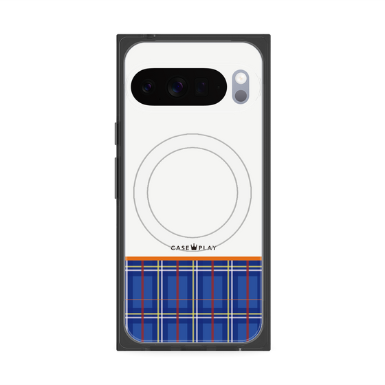 Premium Square Case with Pixelsnap［ CASEPLAY Tartan Check - Blue ］