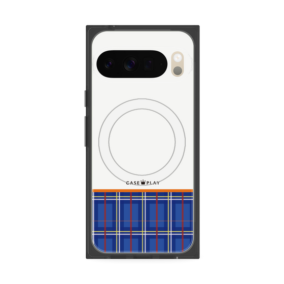 Premium Square Case with Pixelsnap［ CASEPLAY Tartan Check - Blue ］