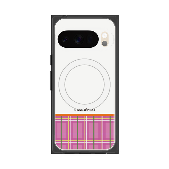 Premium Square Case with Pixelsnap［ CASEPLAY Tartan Check - Pink ］