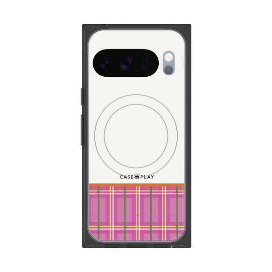 Premium Square Case with Pixelsnap［ CASEPLAY Tartan Check - Pink ］